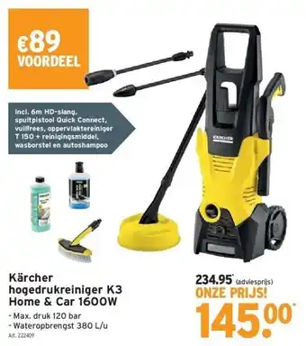GAMMA Kärcher hogedrukreiniger k3 home & car 1600w aanbieding