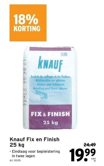 GAMMA Knauf fix en finish 25 kg aanbieding