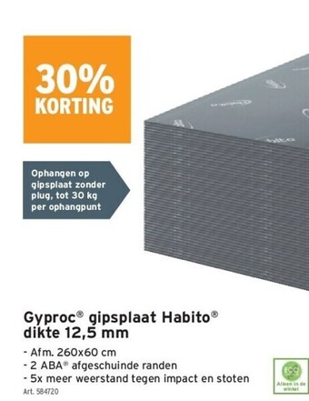 GAMMA Gyproc® gipsplaat habito® dikte 12,5 mm aanbieding