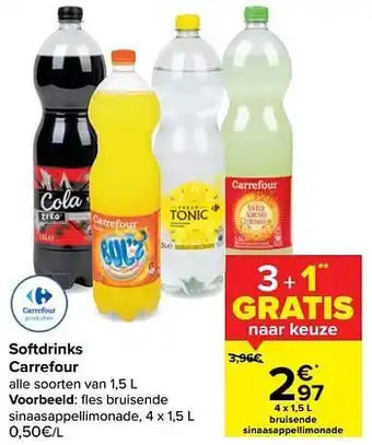 Carrefour Softdrinks carrefour fles bruisende sinaasappellimonade aanbieding