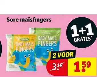 Kruidvat Sore Maisfingers 1+1 Gratis aanbieding