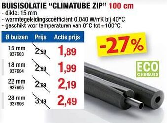 Hubo Buisisolatie climatube zip aanbieding