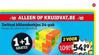 Kruidvat Zwitsal Billendoekjes 24 Pak aanbieding