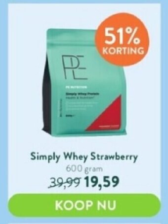 Holland & Barrett Simply whey strawberry 600 gram aanbieding