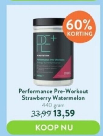 Holland & Barrett Performance pre-workout strawberry watermelon 440 gram aanbieding