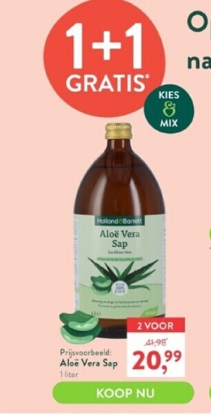 Holland & Barrett Aloë vera sap 1 liter aanbieding