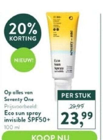 Holland & Barrett Eco sun spray invisible spf50+ 100 ml aanbieding
