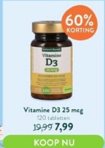 Holland & Barrett Vitamine d3 25 mcg 120 tabletten aanbieding