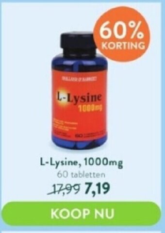 Holland & Barrett L-lysine, 1000mg 60 tabletten aanbieding