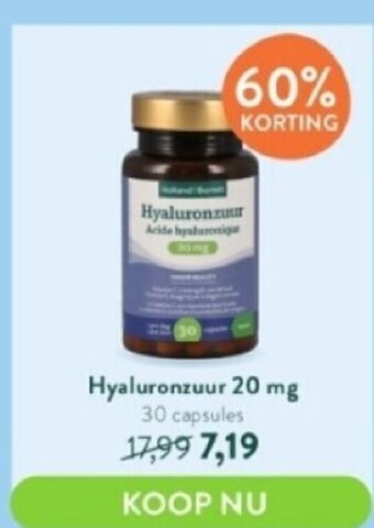 Holland & Barrett Hyaluronzuur 20 mg 30 capsules aanbieding