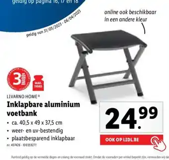 Lidl Livarno home inklapbare aluminium voetbank aanbieding