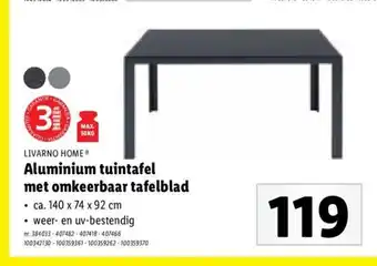 Lidl Livarno home aluminium tuintafel met omkeerbaar tafelblad aanbieding