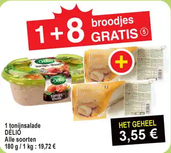 Cora Delio 1 tonijnsalade 180g/1kg aanbieding