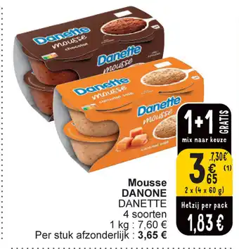 Cora Danone danette mousse 2 x (4 x 60g) aanbieding