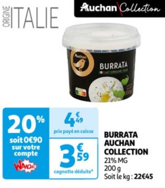 Auchan Burrata Auchan Collection 200g aanbieding