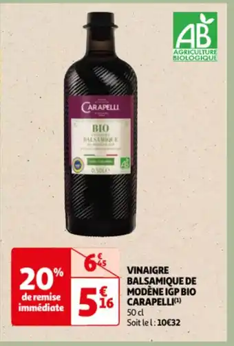 Auchan Carapelli Vinaigre Balsamique De Modene IGP Bio 50cl aanbieding