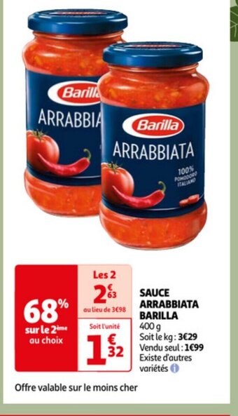 Auchan Barilla Sauce Arrabbiata 400g aanbieding