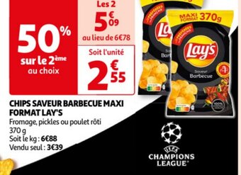 Auchan Lay's Chips Saveur Barbecue Maxi Format 370g aanbieding