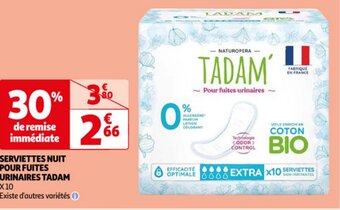 Tadam Serviettes Nuit Pour Fuittes Urinaires
