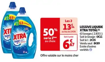 Auchan Xtra total lessive liquide 63 lavages aanbieding