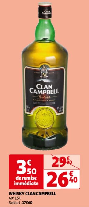 Auchan Clan campbell whisky 40% 1.5L aanbieding