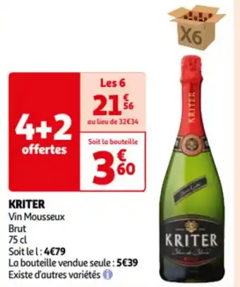 Auchan Kriter vin mousseux brut 75cl aanbieding