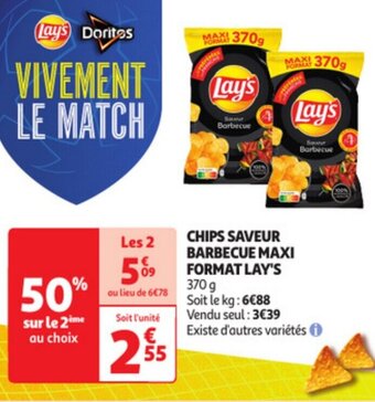Auchan Lay's chips saveur barbecue maxi format 370g aanbieding