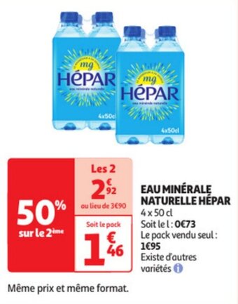 Auchan Hepar eau minerale naturelle 4 x 50cl aanbieding