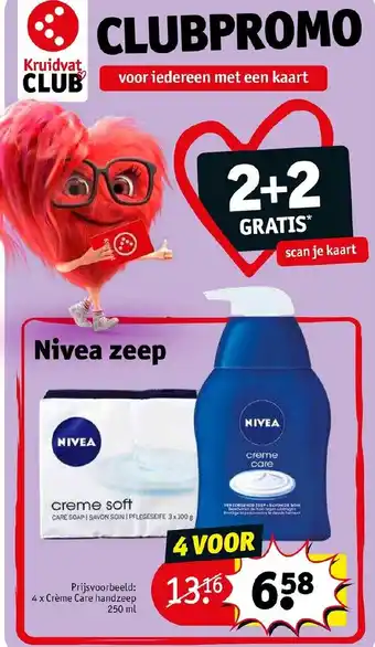 Kruidvat Nivea creme care handzeep 4 x 250ml aanbieding