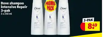 Kruidvat Dove shampoo intensive repair 3 x 250ml aanbieding