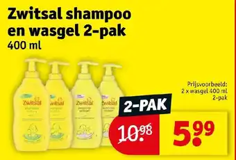 Kruidvat Zwitsal wasgel shampoo 400ml 2 x 2-pak aanbieding