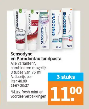 Albert Heijn Sensodyne en parodontax tandpasta aanbieding