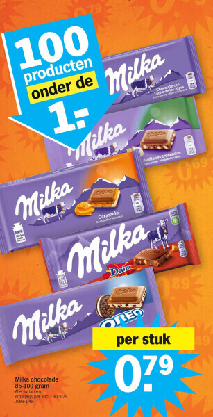 Albert Heijn Milka chocolade 85-100 gram aanbieding