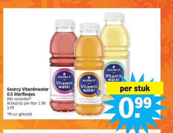 Albert Heijn Sourcy vitaminwater 0.5 literflesjes aanbieding