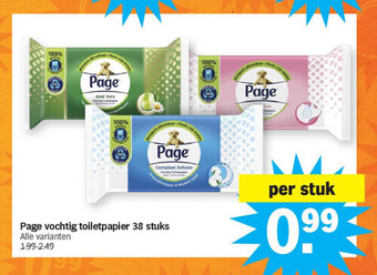 Albert Heijn Page vochtig toiletpapier 38 stuks aanbieding