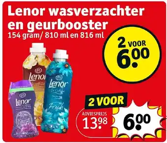 Kruidvat Lenor wasverzachter en geurbooster 154 gram/810ml en 816ml aanbieding