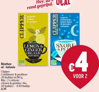 Delhaize Clipper Biothee of -Infusie aanbieding