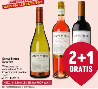 Delhaize Santa Tierra Reserva Witte, Rose of Rode Wijn Uit Chili aanbieding