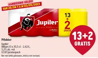 Delhaize Jupiler Pilsbier Blikjes 15 x 35.5cl aanbieding