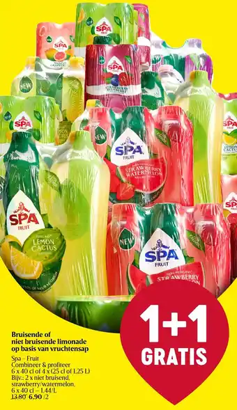 Delhaize Spa - Fruit Bruisende of Niet Bruisende Limonade op Basis van Vruchtensap aanbieding
