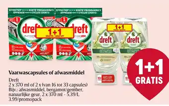 Delhaize Dreft Vaatwascapsules of Afwasmiddel aanbieding