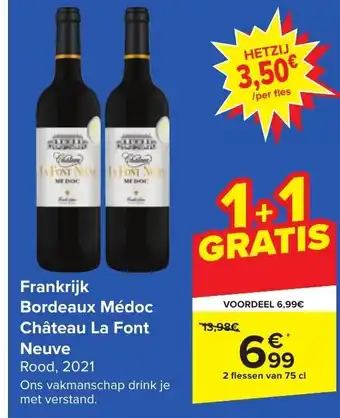 Carrefour Bordeaux Médoc Château La Font Neuve Rood 2021 75cl aanbieding