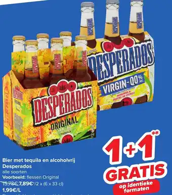 Carrefour Desperados Bier Met Tequila en Alcoholvrij aanbieding