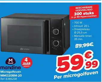 Carrefour Mandine Microgolfoven 700W MMO20BM-20 Ref. 6386238 aanbieding