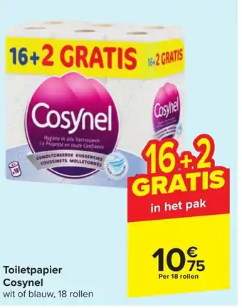 Carrefour Cosynel Toiletpapier 18 Rollen aanbieding