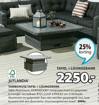 Jysk Tambohuse tafel + loungebank aanbieding