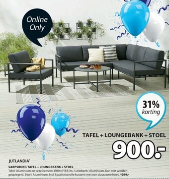 Jysk Sarpsborg tafel + loungebank + stoel aanbieding