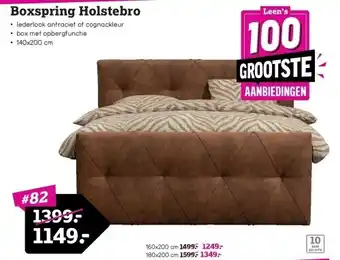 Leen Bakker Boxspring holstebro • lederlook antraciet of cognackleur • box met opbergfunctie • 140x200 cm aanbieding