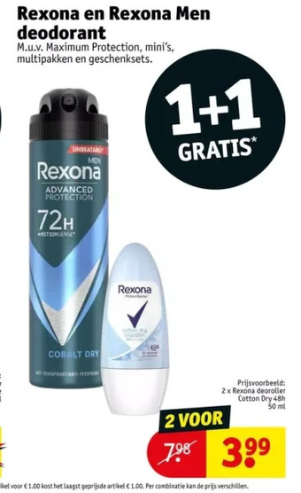 Kruidvat Rexona en rexona men deodorant aanbieding