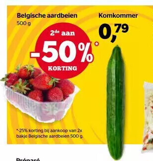 Spar Belgische aardbeien 500 g aanbieding